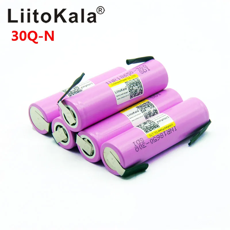 LiitoKala Original 18650 3000mah Battery INR18650 30Q 20A Discharge Li-ion Rechargeable Battery High dischar+ DIY nicke