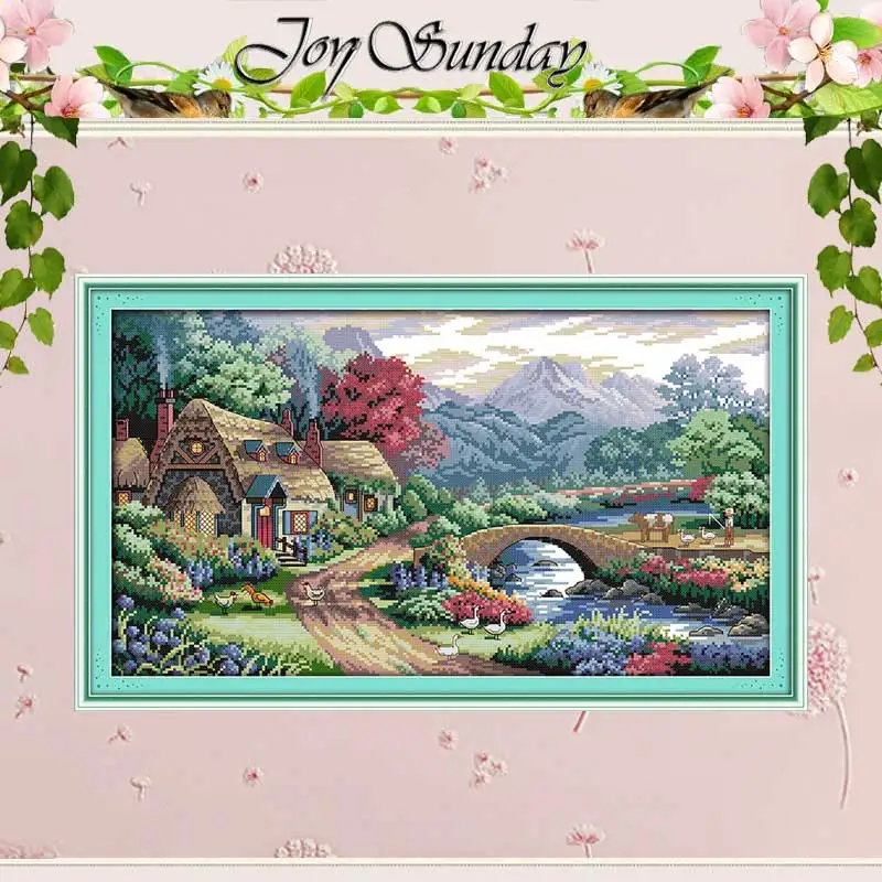 Farm Scene Patterns Counted Cross Stitch Set DIY 11CT 14CT 16CT Stamped DMC Cross-stitch Kit Embroidery Needlework Home Decor