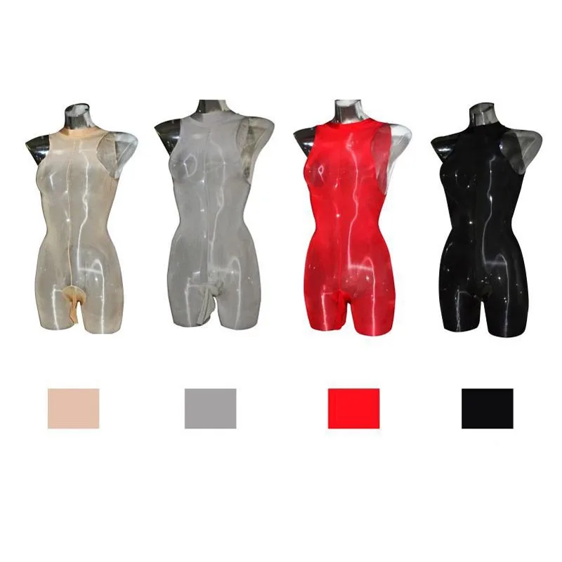 Sexy Lingerie Men Sheer Oil Shine Tank Top Leotard Bodystocking Open Butt Penile Sheath Male Sissy Gay Teddies Tights Bodysuit