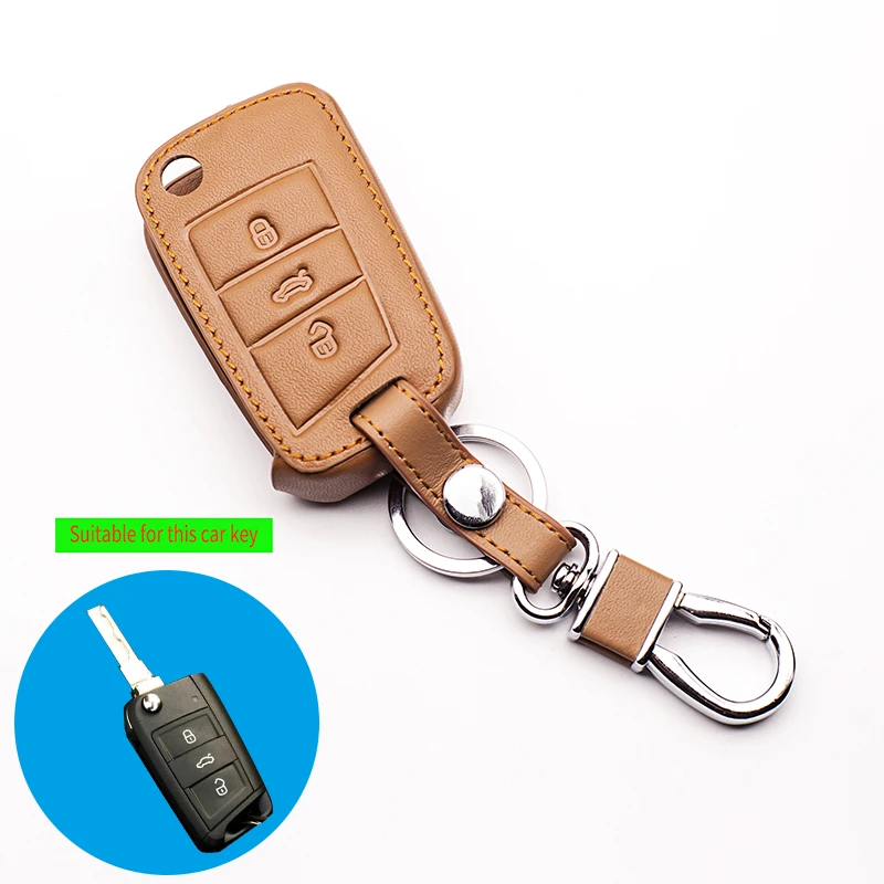 Classic Design Car Leather Key Cover Case Suitable for Volkswagen Golf Case 7 GTI MK7 POLO For Skoda Octavia A7 keys accessories