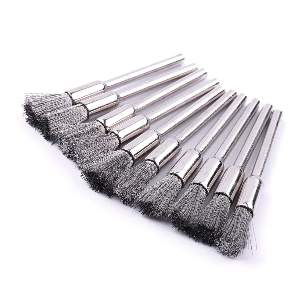 40Pcs/Lot 3mm Shank 4 Type Nylon /Horsehair /Brass /Steel Wire Wheel Brushes Polishing Brush for Dremel Rotary Grinder Tools