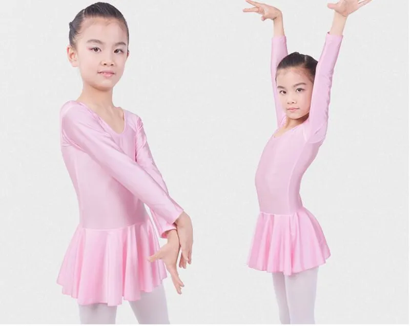 Robes de patinage à manches longues pour filles, vêtements de danse pour enfants, robe de ballet en spandex, maillot de bain justaucorps AqLeotard