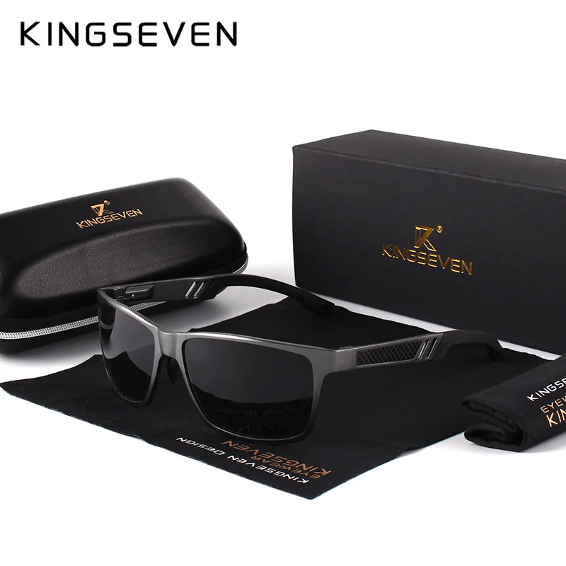 KINGSEVEN Heren gepolariseerde zonnebril Aluminium Magnesium zonnebril Rijbril Rechthoekige zonnebril voor heren Oculos masculino Man - afbeelding 1