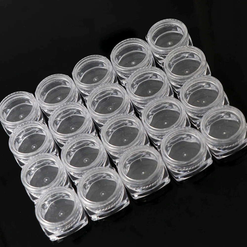 12Pcs/set Transparent Plastic Jewelry Bead Storage Box Small Square Bottom Round Container Jars Make Up Organizer Storage Boxes