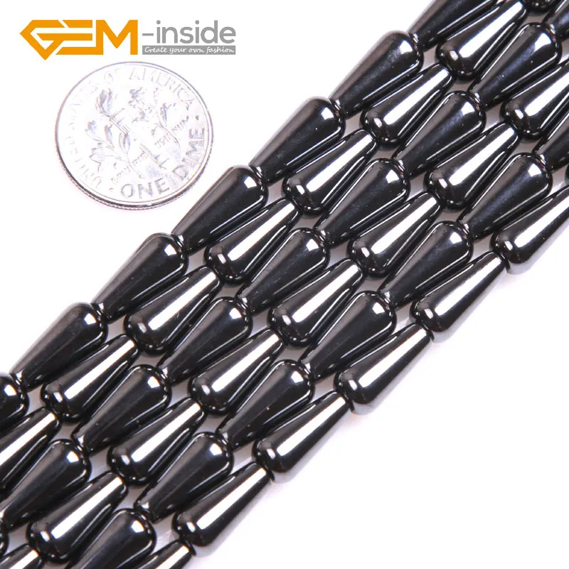 Teardrop Drop Drip Natural Black Hematite Gem stone Loose Beads For Jewelry Making Strand 15\