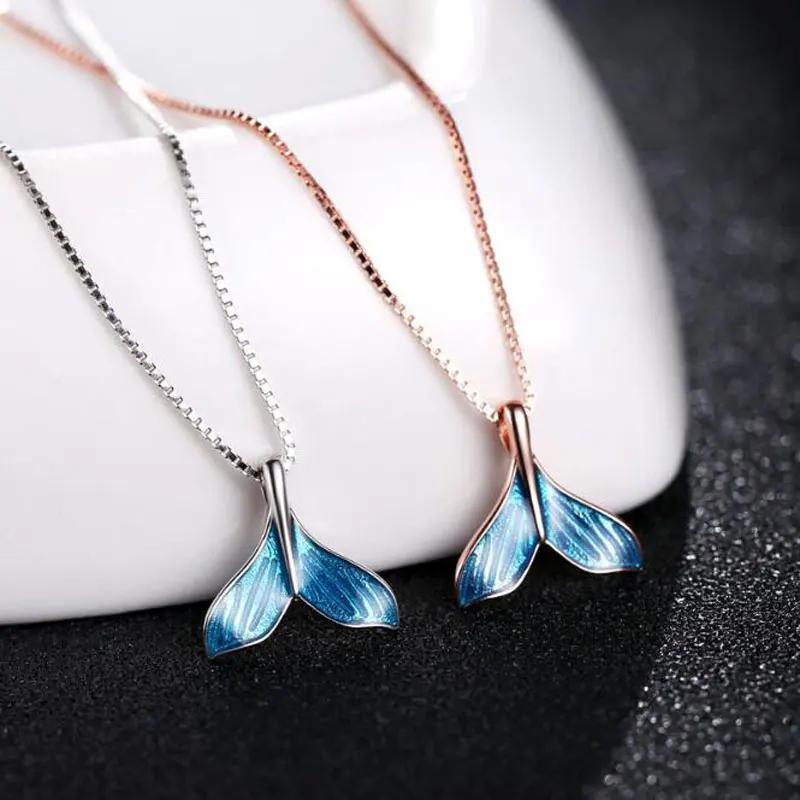 Ataullah Whale Necklace Blue Tail Fish Pendant Mermaid Tail Necklaces Chain for Women Girl Party Charm Jewelry Bijoux NW058