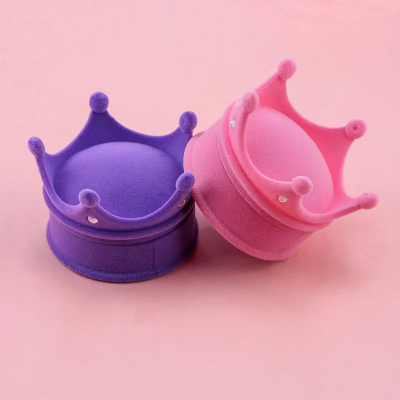 1 Piece Lovely Velvet Jewelry Box Wedding Ring Box Crown Shape Gift Box Necklace Ring Case Earrings Holder For Jewelry Display