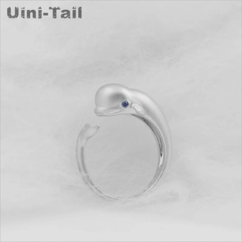 Uini-Tail hot new original design 925 Tibetan silver beluga whale opening adjustable ring Korean fashion tide flow high quality