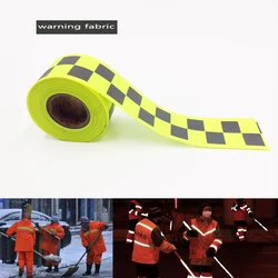 Roadstar Reflective Oxford Webbing Fluorescent Yellow/Fluorescent Orange Warning Tape with Small Square for Safety Clothes