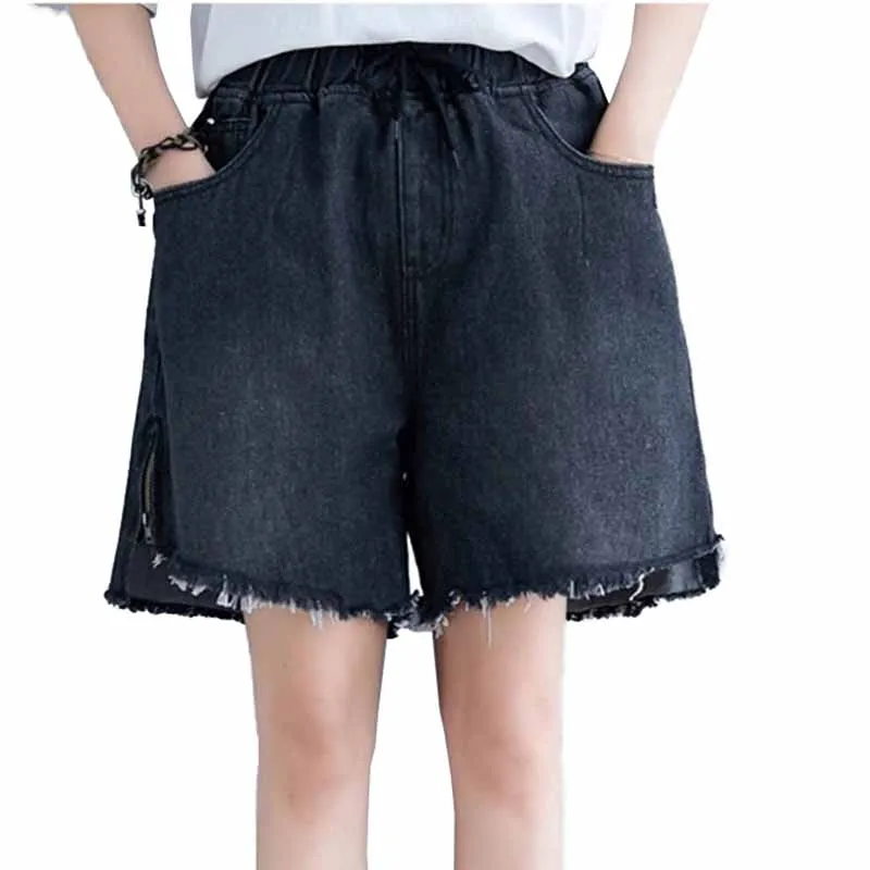 

High Quality Summer Denim Shorts 2022 Summer New Women Elastic Waist Jeans Female Loose Cotton Short Jeans Black Casual shorts