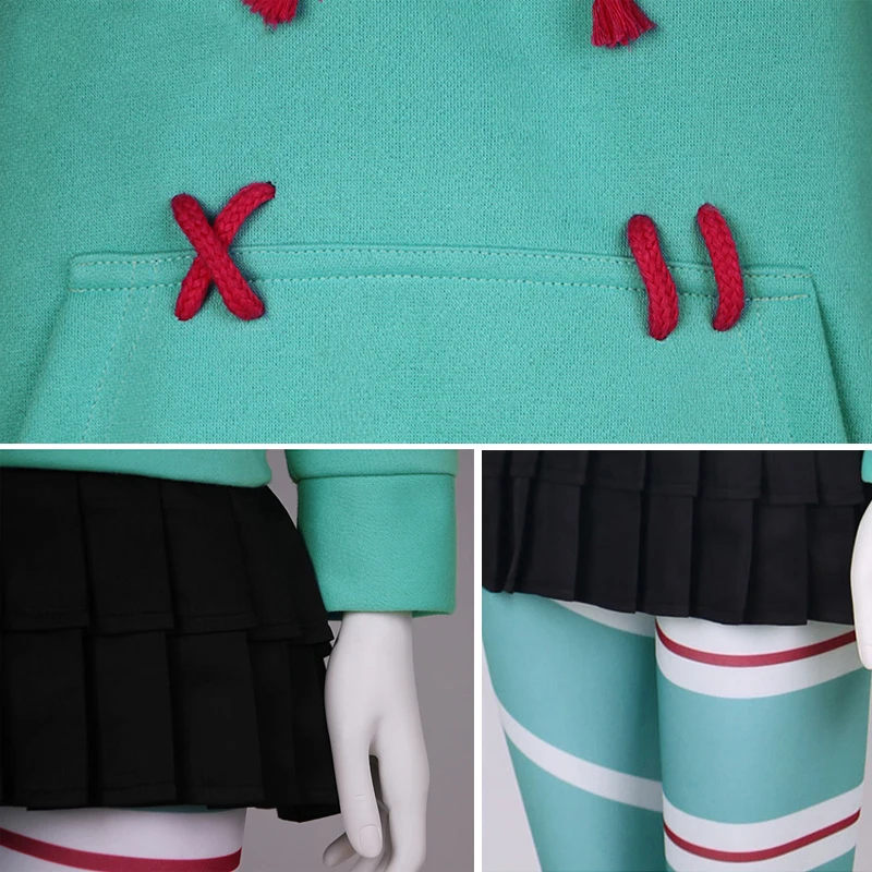 Movie Breaks Internet:Wreck-It Ralph Vanellope Von Schweetz Cosplay Costume Hoodies Skirt Pantyhose For Kids Adult