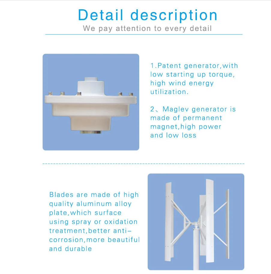 100W 100watts 12V 24V three phase AC permanet magnet generator 5 blades Wind Turbines Windmill start up with 2m/s wind speed