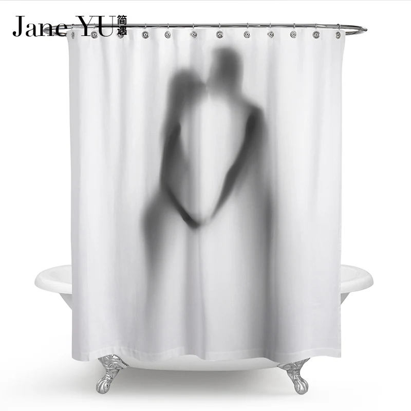 JaneYU Fashion Creative Sexy Girl And Women Shadow Silhouette Bath Shower Curtain Waterproof Bathroom Curtain Home Decoration