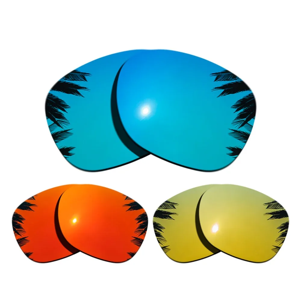 

(Ice Blue+Orange Red+24K Gold Mirrored Coating) 3-Pairs Polarized Replacement Lenses for Garage Rock 100% UVA & UVB Protection