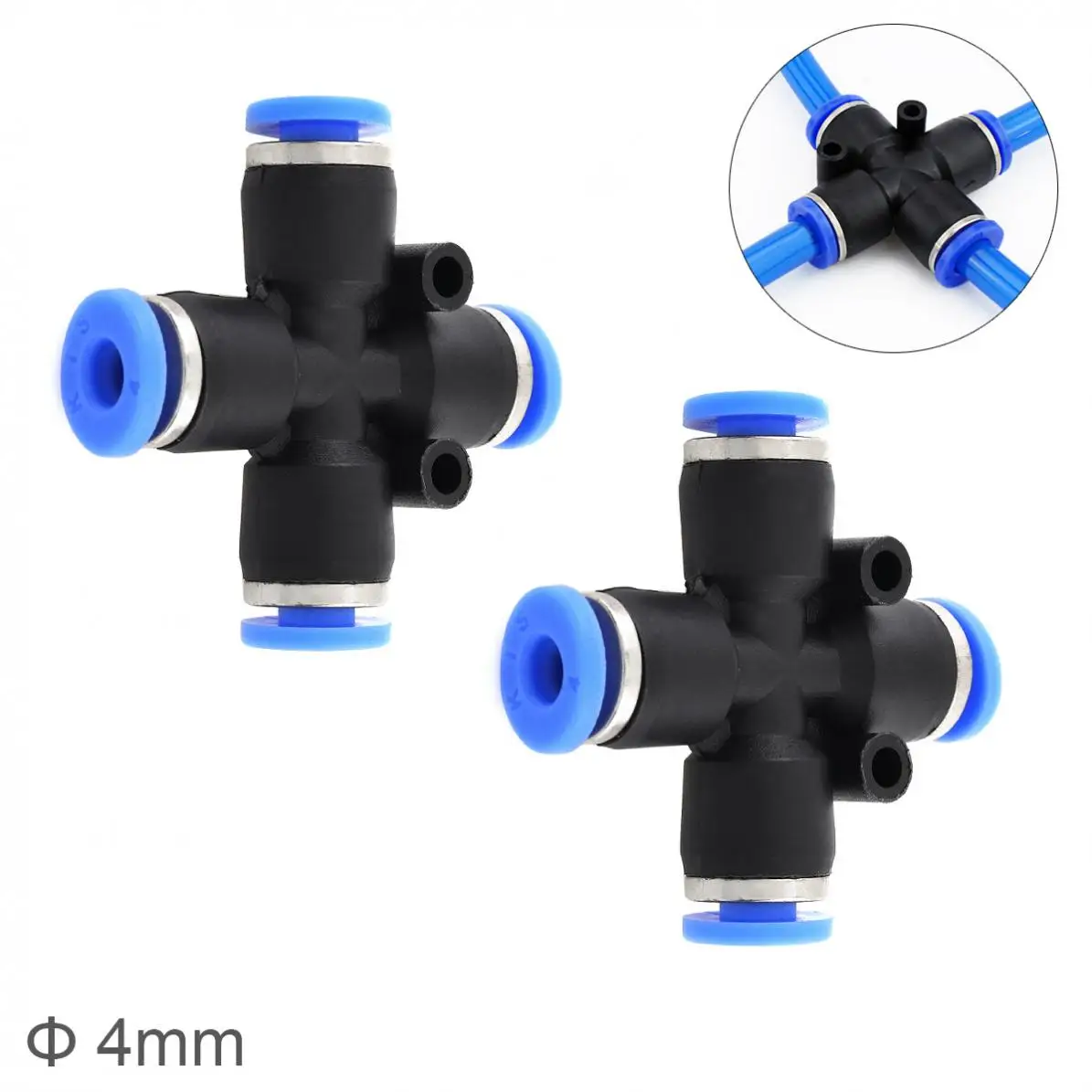 2pcs/lot 4mm Cross Type APE Plastic Four-way Pneumatic Quick Connector Pneumatic Insertion Air Tube for Air Tool Quick Fitting