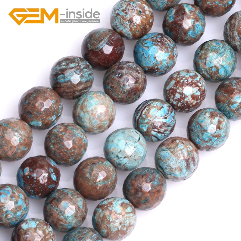 GEM-inside 4mm-14mm Round Faceted Crazy Lace Agat e(dyed color)Stone Beads Loose Beads For Bracelet Making Strand 15 inches DIY!