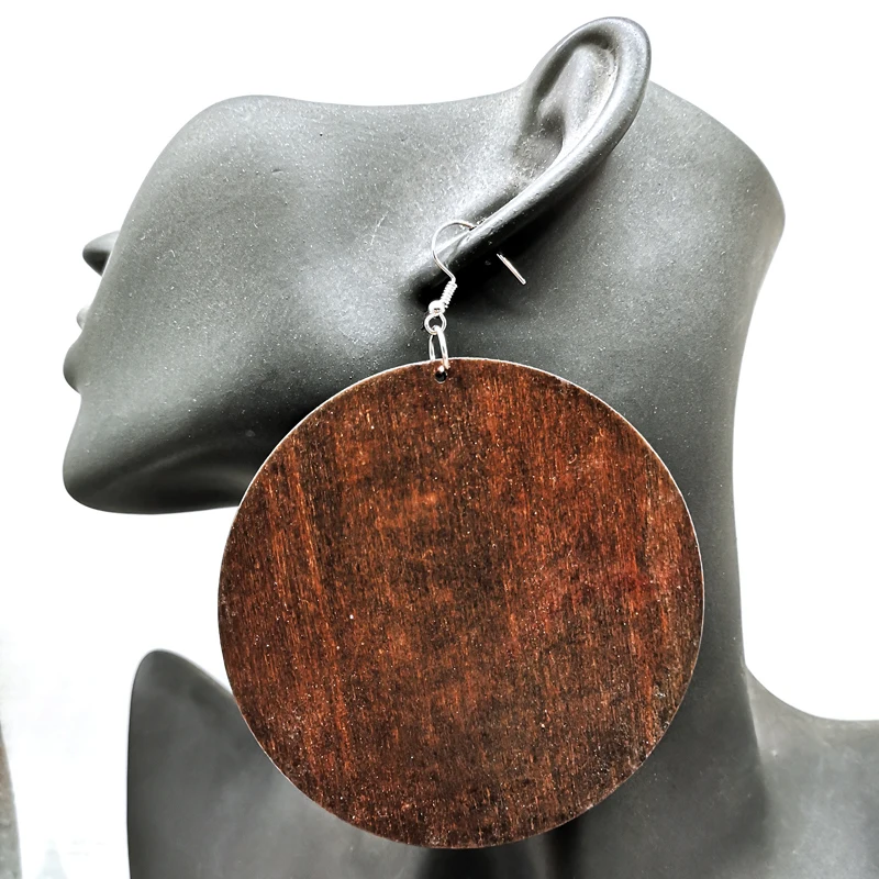 Round wooden earrings can mixed 3 colors