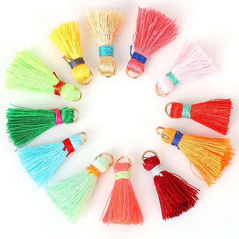 20PCS 2cm Mini Silky Tassels Colorful Small Fringe Tassels for Home Decoration Jewelry DIY Bracelet Necklace Making Supplies