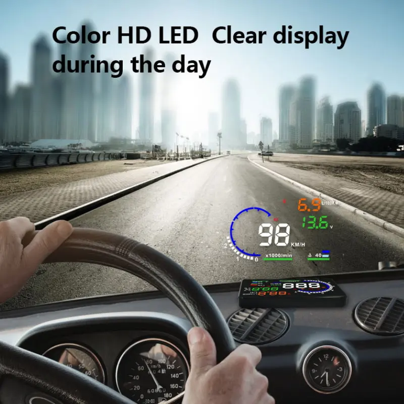 

For Hyundai Santa Fe 2016-2018 Car HUD Head Up Display Digital Speedometer Fuel Consumption Projector Screen Detector