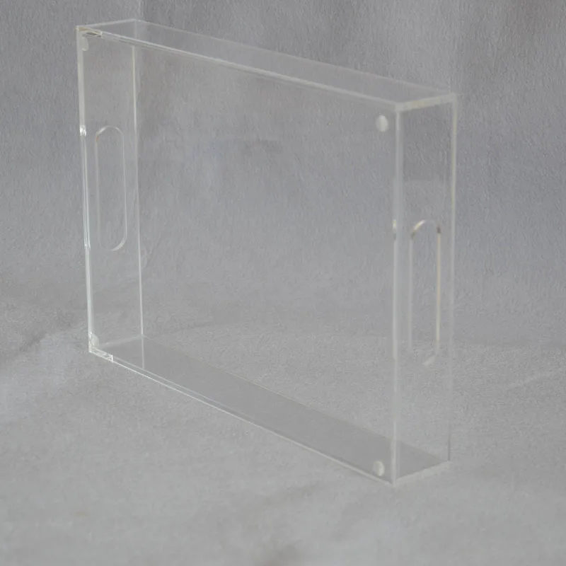 Rectangle Clear Acrylic Serving Trays with Handle for Beverage,Fruit,Cake,Toys YAT-001-1