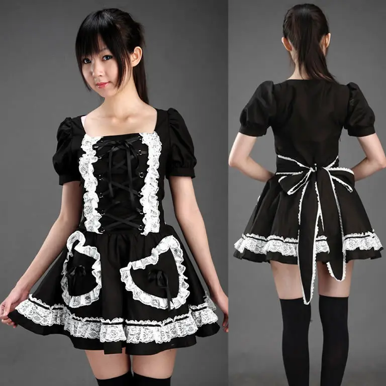

Women Cosplay Costume Lady Maid Halloween Costumes Sweet Lolita Dress Uniform Maid Costume