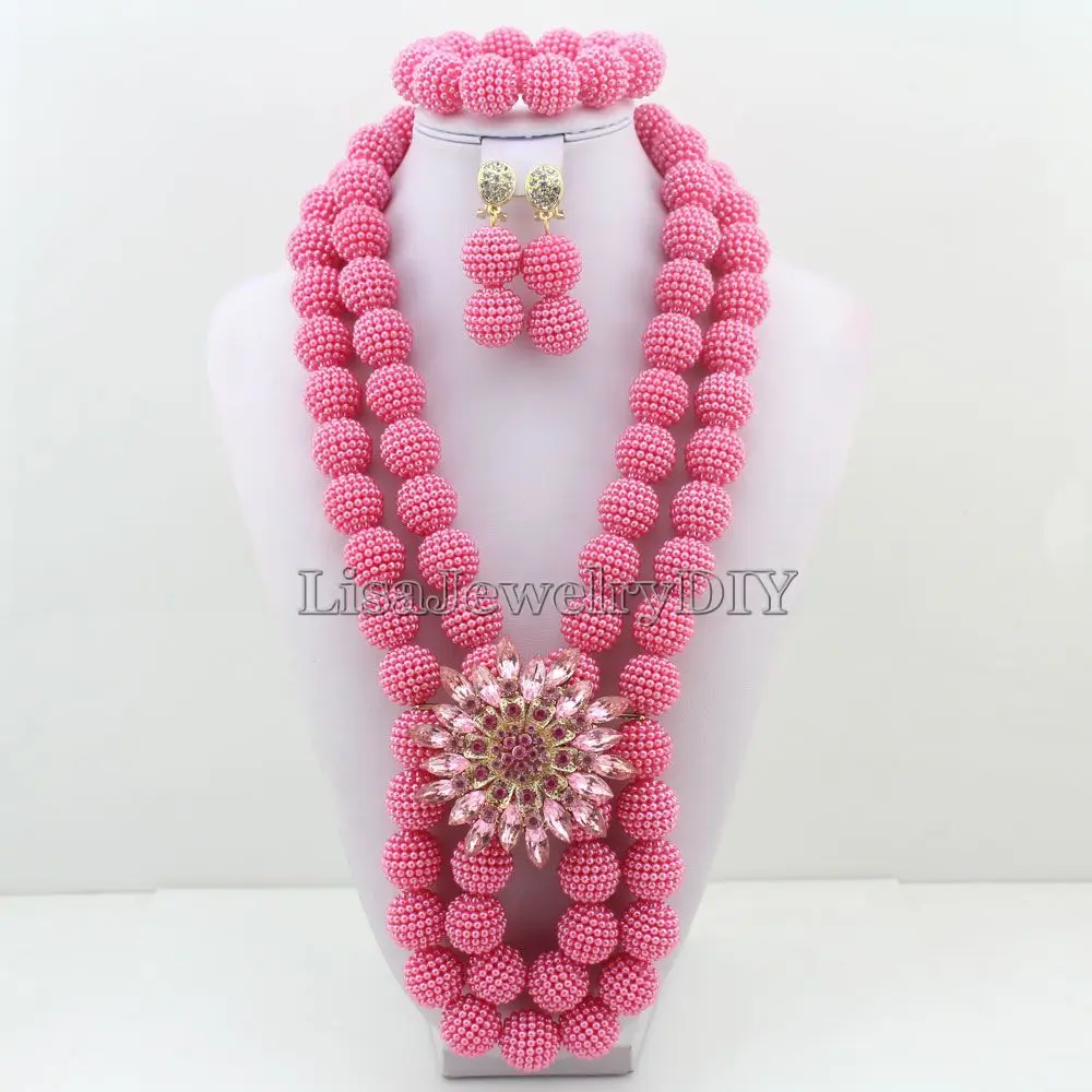 

2019 Fashion beads necklace set nigerian wedding african beads jewelry set Free shipping HD2612