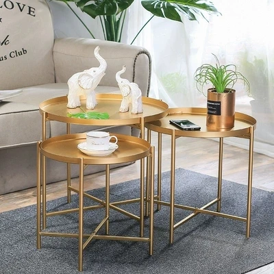 Iron Tray Small Side Table Nordic Wrought Simple Sofa Edge Coffee Table Folding Small Round Table For Coner