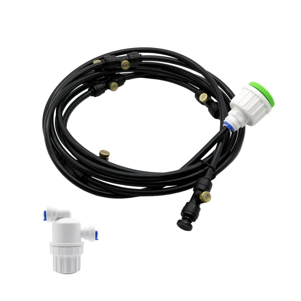 

5m/10m 1/4'' Mist Sprinkler Outdoor Garden Misting Cooling System kit PE pipe 0.5mm nozzle with filter