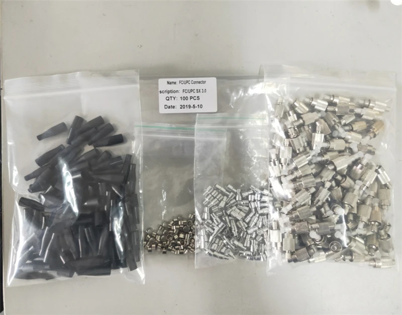 Kits pré-montados de conectores de fibra, acessório óptico, ELINK, FC/UPC com virola cerâmica, verde, SM MM, 3.0mm, 2.0, 0.9, 1000pcs