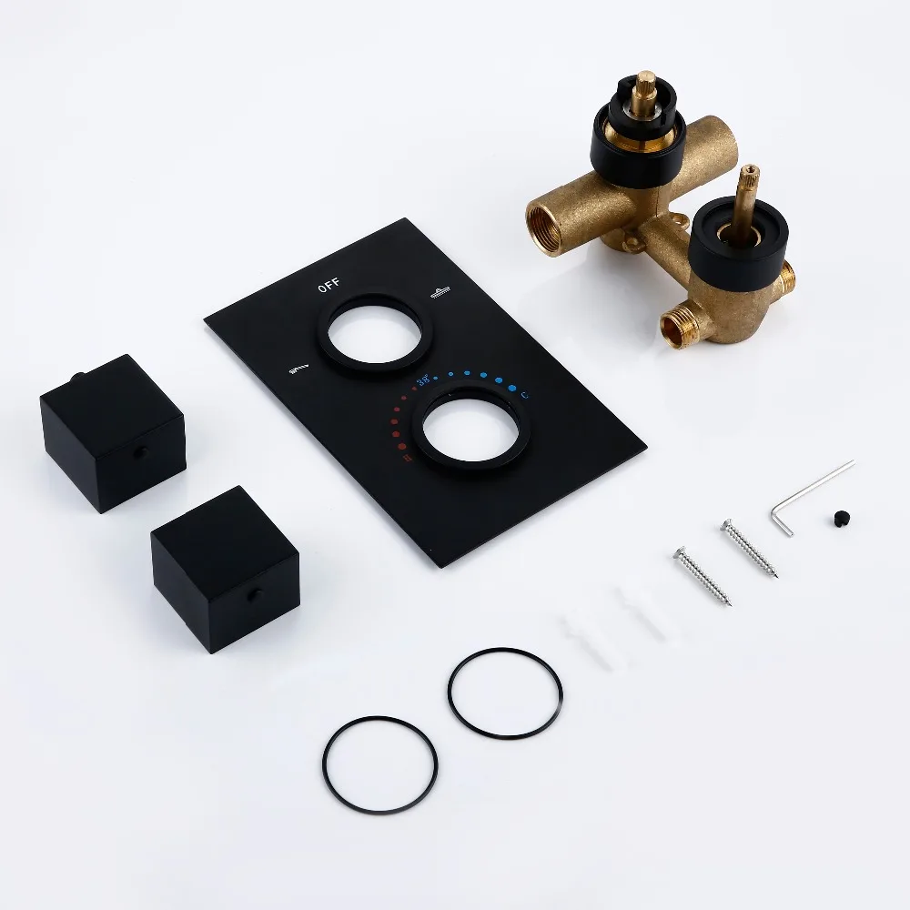 Imagem -05 - Smesiteli Torneira Térmica com Misturador Redonda Quadrada de Latão Sólido com Válvula e Misturador de Água para Banheiro Torneiras de Água