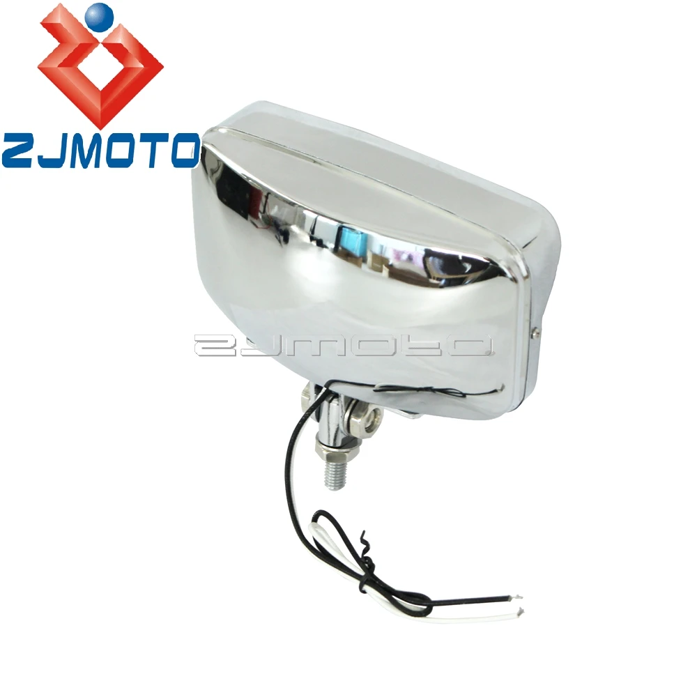 Chrome Vintage Motorcycle Rectangle Headlight Retro Front Lamp For Harley Honda Yamaha Scrambler Cruiser VT VTX XS CB GN