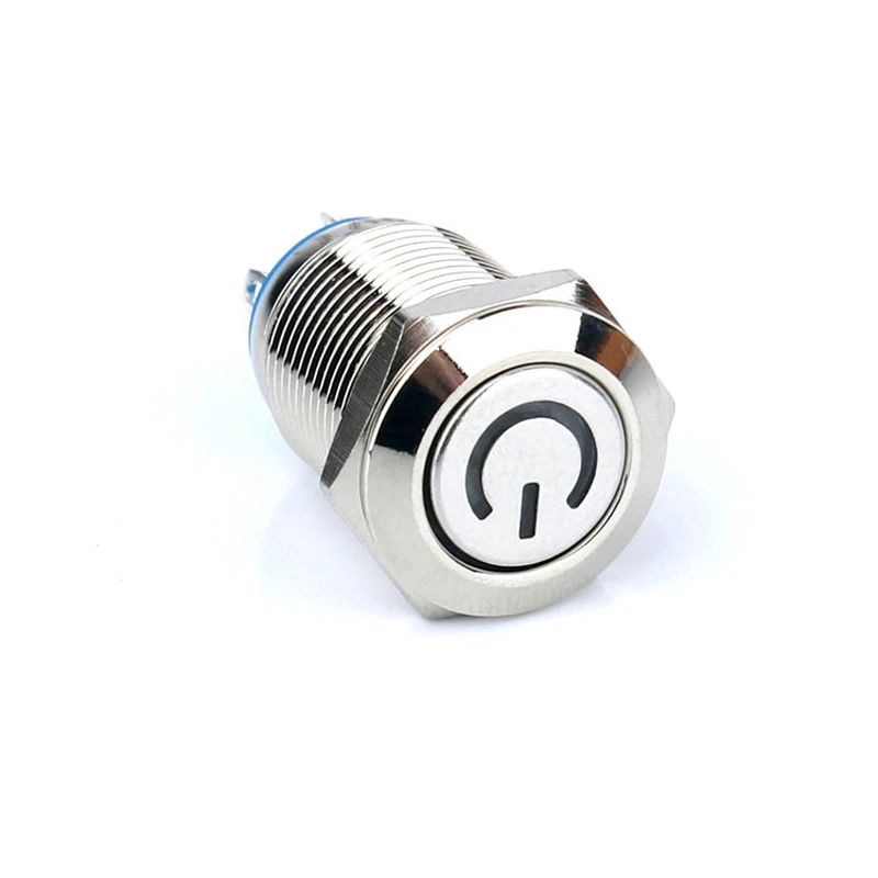 

W01 12mm Normal Open Button Switch Flat Round Head 12V Power Logo Illuminated Button Switch