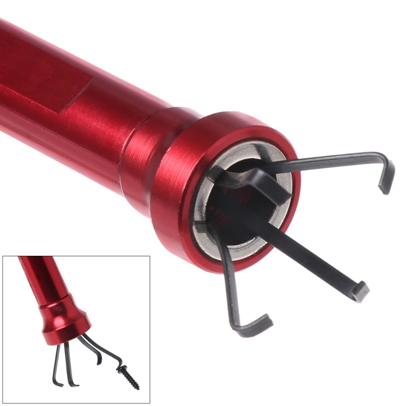 Fleksibel Mengambil Alat Magnet 4 Cakar Lampu LED Spring Grip Rumah Toilet Gadget * DLS *