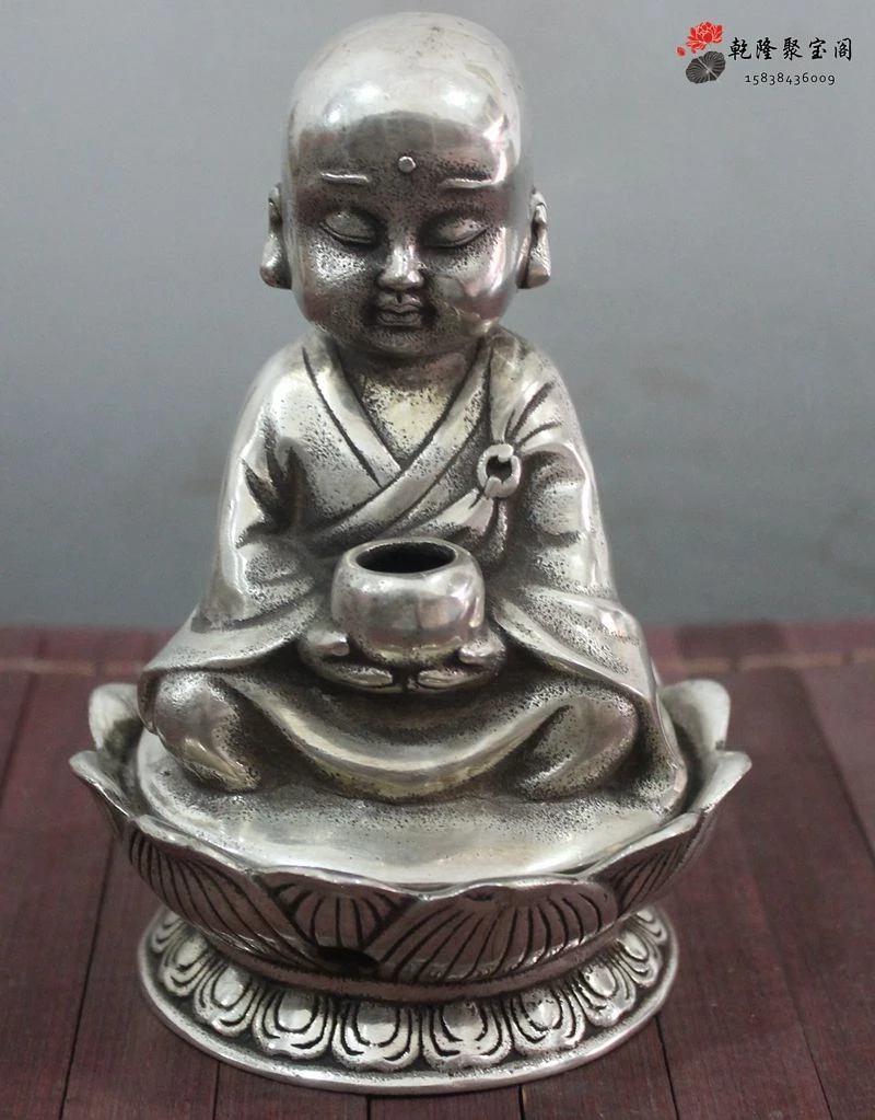 

CHINESE SILVER COPPER BUDDHIST MONK Boddha Statue - home decoration furnishing articles metal crafts