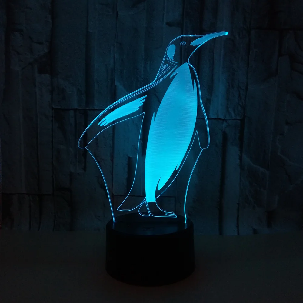 

penguin Xmas Gifts USB 3D Night Light Novelty Luminaria Led Usb 3d Kids Lamp Luminaria De Mesa Powerbank 3D Light Fixtures