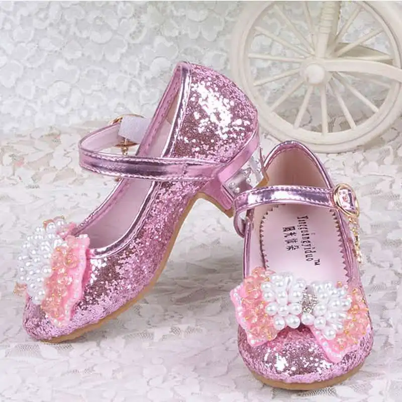 Spring And Summer Princess Kids Shoes Girls Shoes High Heels Party Shoes Children Fashion Glitter for 3-12 Years Old Girl CSH824