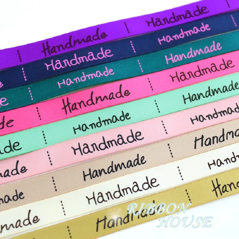 Picture 6: (25 yards/lot) 10mm White printed Handmade ribbon colored romantic gift wrap ribbons
