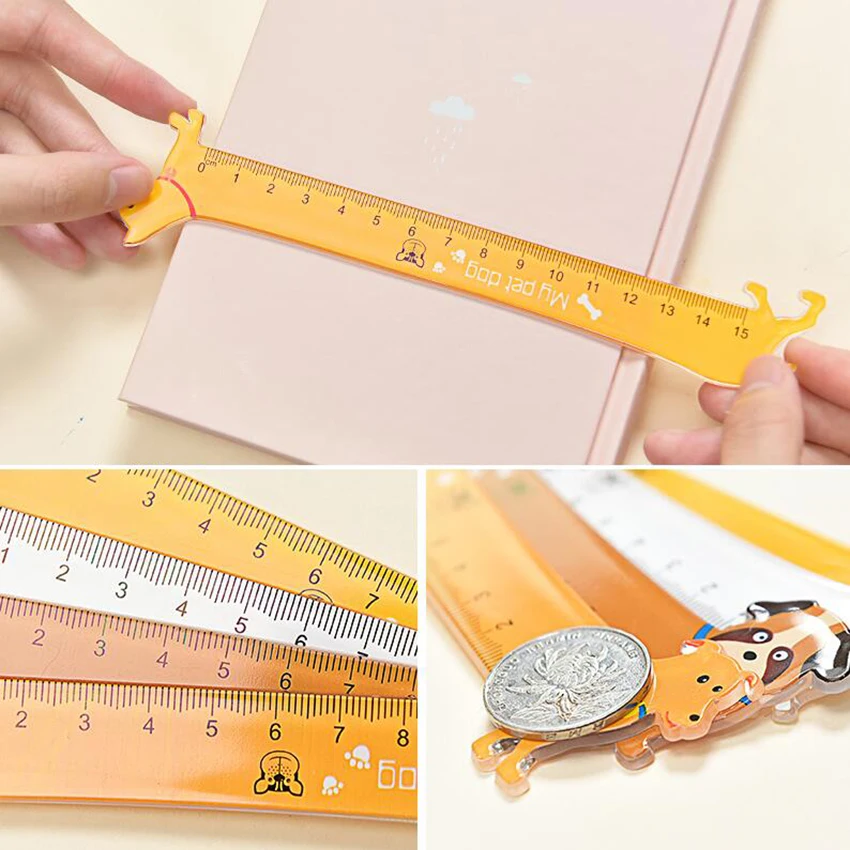 1pc Kawaii Long Dog design 15cm plastic straight ruler cute students\' DIY tools prize Good quality Global Wholesale