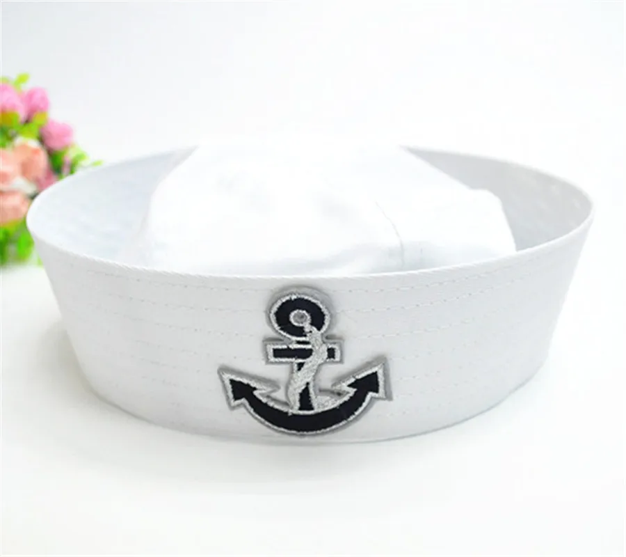 Military Hats For Adult Sailors Captain White Hat Navy Marine Cap Anchor Sea Boating Kids Children Party Cosplay Festival Hats