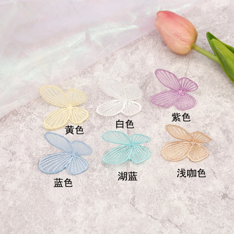 10pcs/lot South Korea cloth candy color butterfly Hair accessories Diy key chain Bag hanging jewelry accessories earring finding