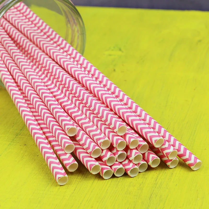 Биоразлагаемые бумажные соломки 25pcs бумага с узором «шеврон» Straws 7,75 дюйма