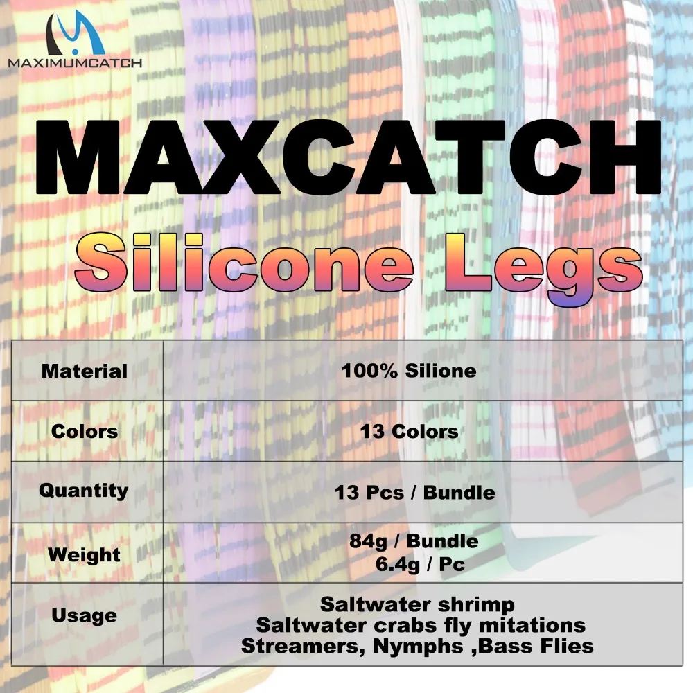 Maximumcatch 100% Silicone Fishing Skirts Fly Tying Materials Legs Barred Colors Flutter