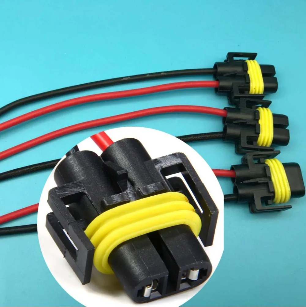 2 pin H8 / H11 / 881 Female wireharness Nylon Bulb Heat Resistance Halogen Fire Pigtail Waterproof Car Holder Connector