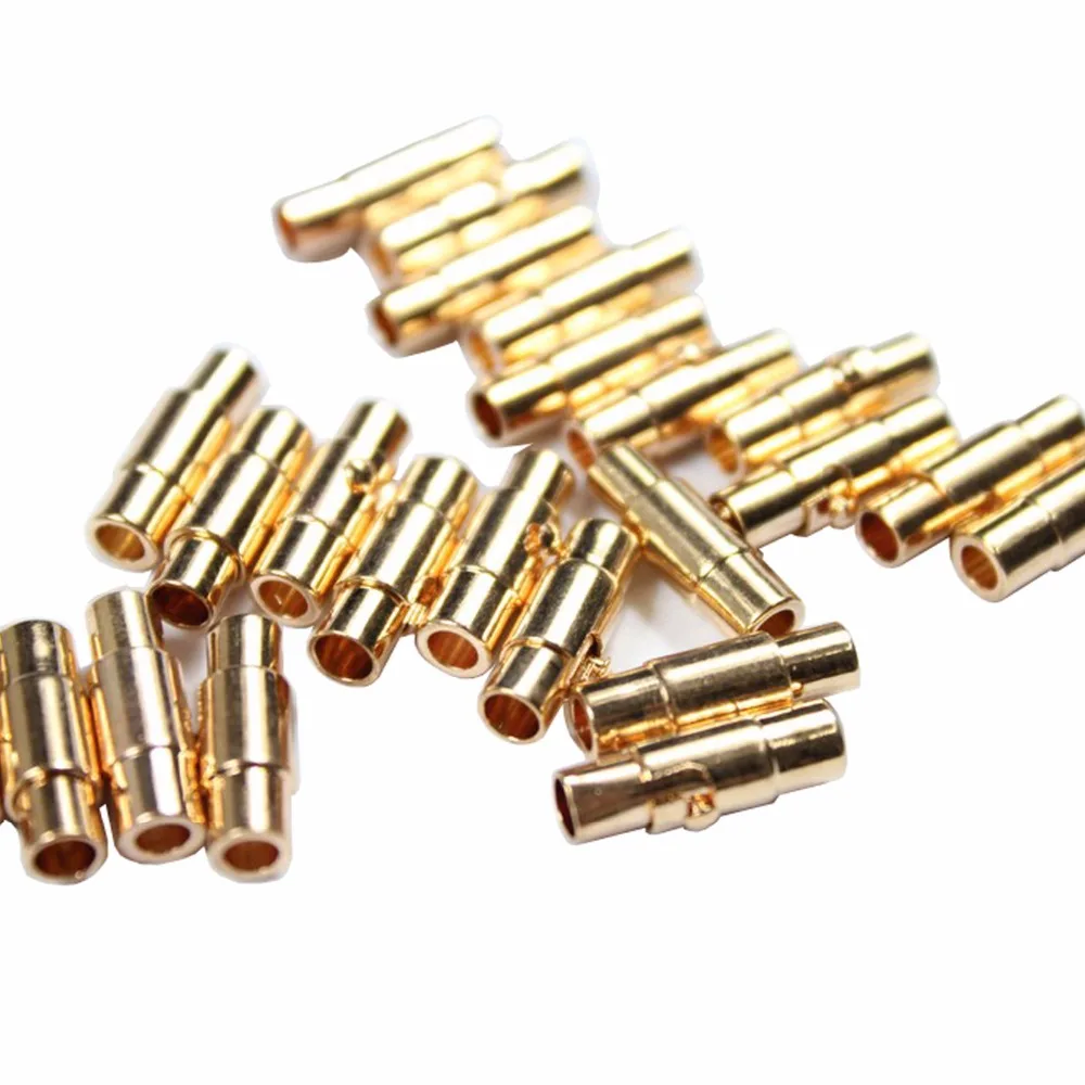 AaaZee 3 sets 4mm Diameter Magnetic Clasp Connectors with Safe Bar, Silver Gold Closure 16mm Long for DIY Art Crafts Bracelet