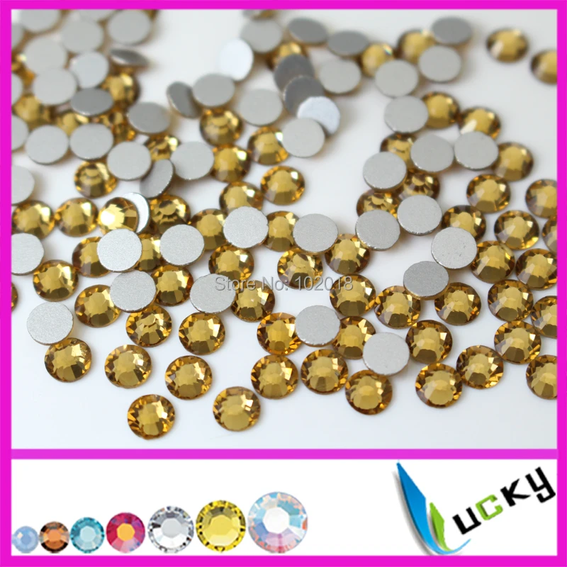 Top quality lt col topaz color flat back non rhinestones size ss3 to ss34 nail crystal strass For DIY decoration