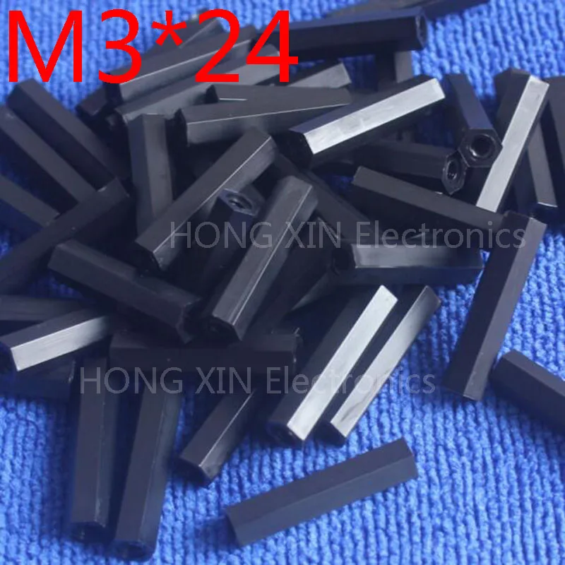 M3*24 black 1 pcs Nylon 24mm Hex Female-Female Standoff Spacer Threaded Hexagonal Spacer Plastic Standoff Spacer high-quality