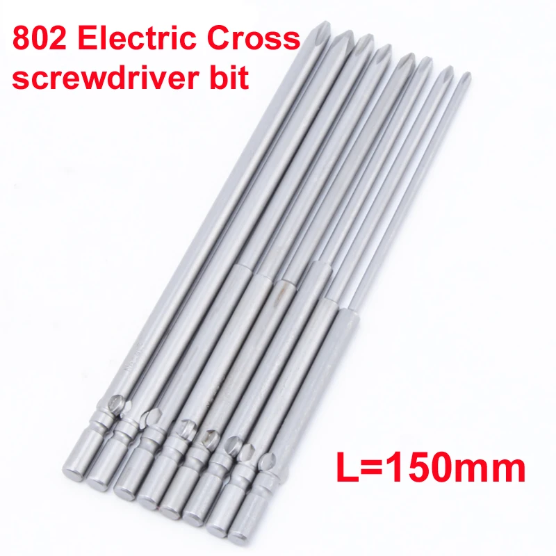 

8PCS 802 6mm Dia. Round Shank Magnetic Phillips Cross Screwdriver Bits Electric Screwdriver bits 150mm Length PH1 PH2