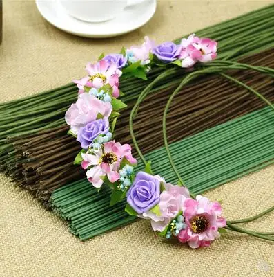 10pcs/lot artificial flower stem paper with iron wire 2mm *40cm/2mm *60cm Length green color