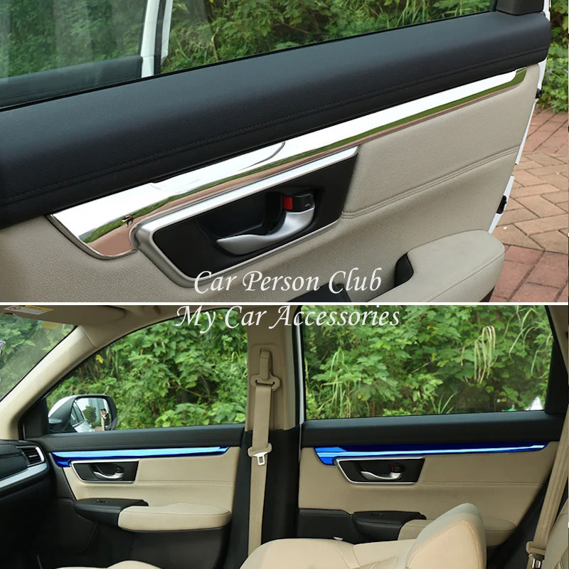 For Honda CR-V CRV 2017-2019 Interior Inner Door Strip Trims Handle Bowl Frame Panel Cover Stainless Steel Car-Styling Accessory