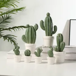 Nordic Home Furnishing jewelry ceramic Cactus glazed decoration simulation ceramic emulation Cactus Figurines crafts home decor